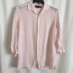Men’s 3/4”sleeve button up 100% linen shirt , size M